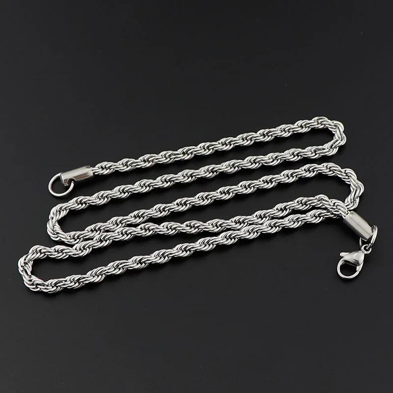 Punk Hip-Hop Twisted Plain Circle Chain Necklace, Unisex